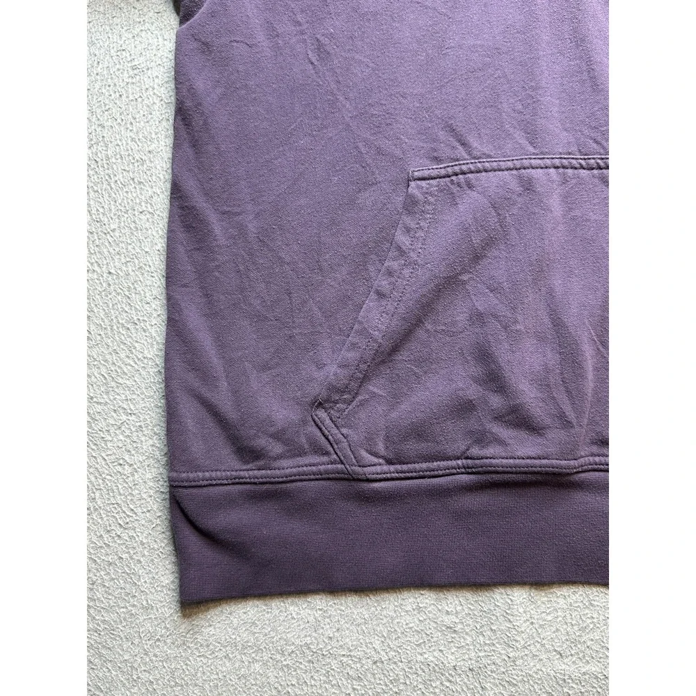 The North Face Hoodie Mens Large Purple Pullover Fleece Patch Logo Outdoor A3KA8